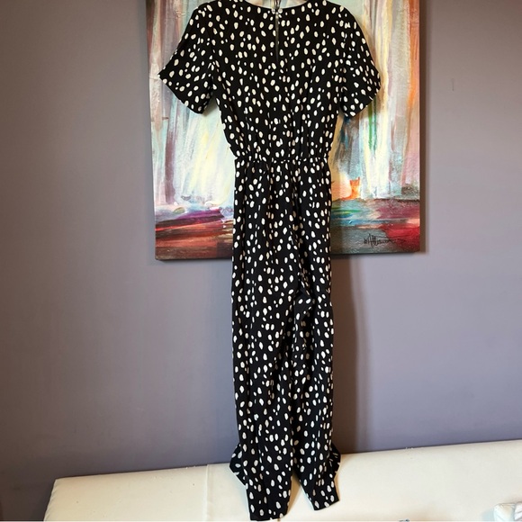 AMOUR VERT Sz XS Fantasia Washable 100% Silk Jumpsuit Black White NWT - Picture 5 of 16